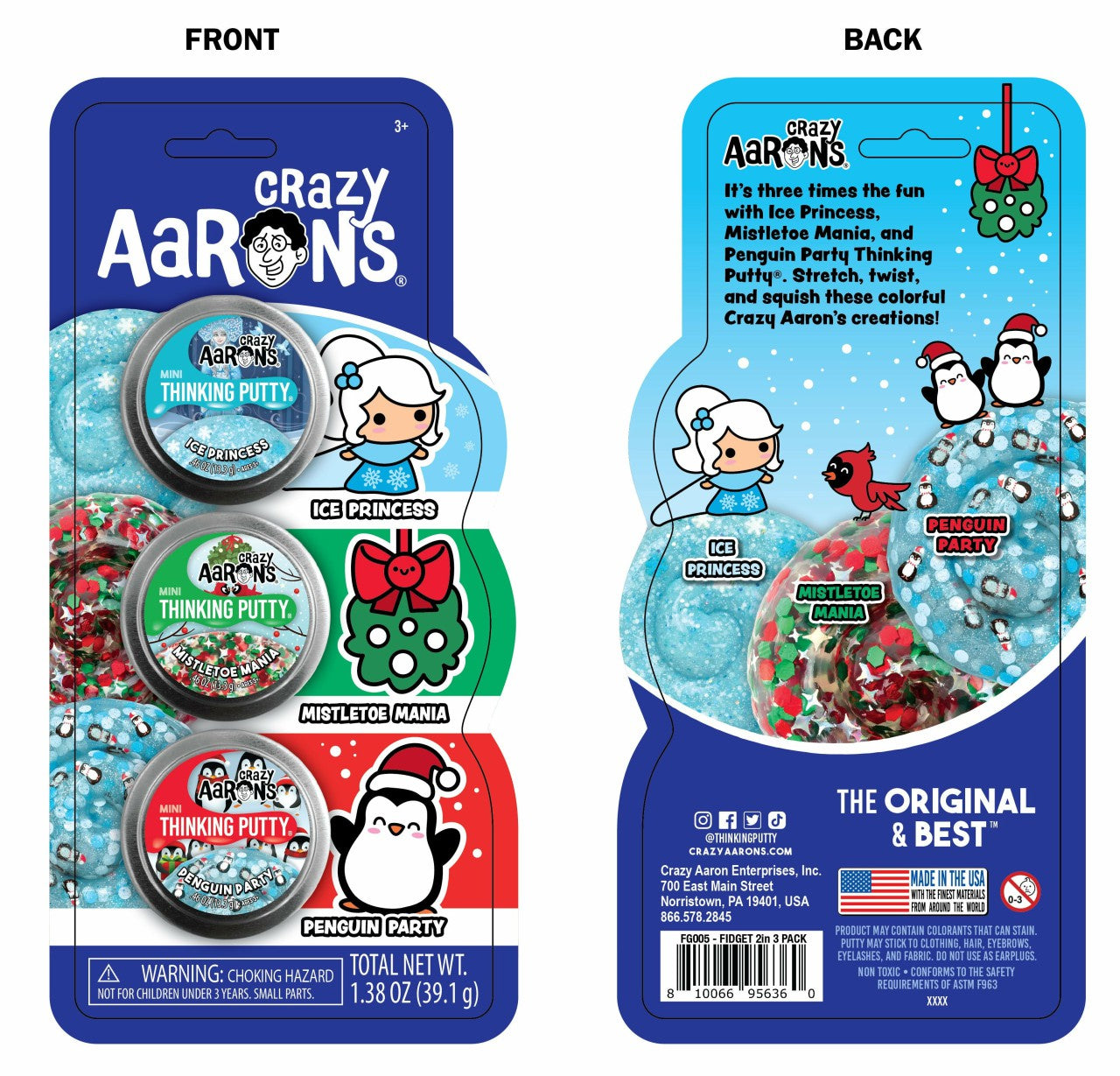 Christmas 2" Fidget Three Pack